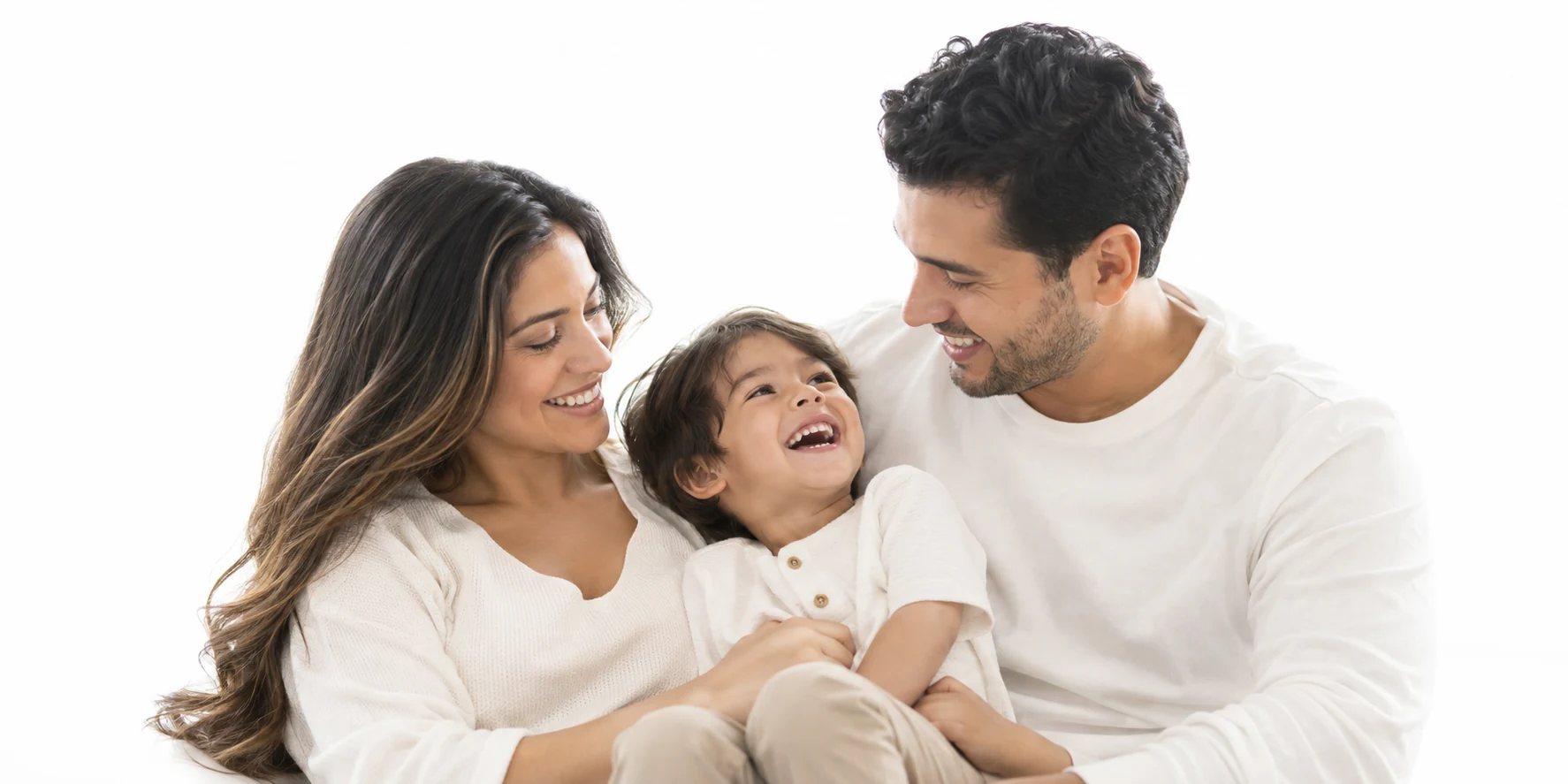 A family shares a moment outdoors